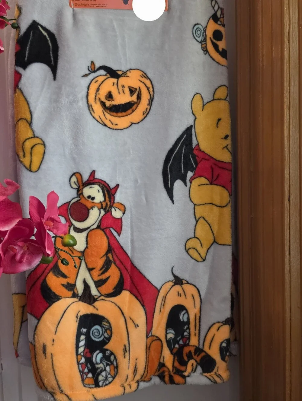 Disney Winnie The Pooh Halloween Plush Throw Blanket Bat Wings Pumpkin
